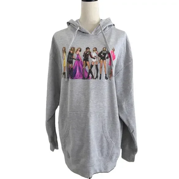 Taylor Swift Hoodie Sweatshirt Womens XL Gray Eras Tour Merch Oversized Lounge - Picture 1 of 9
